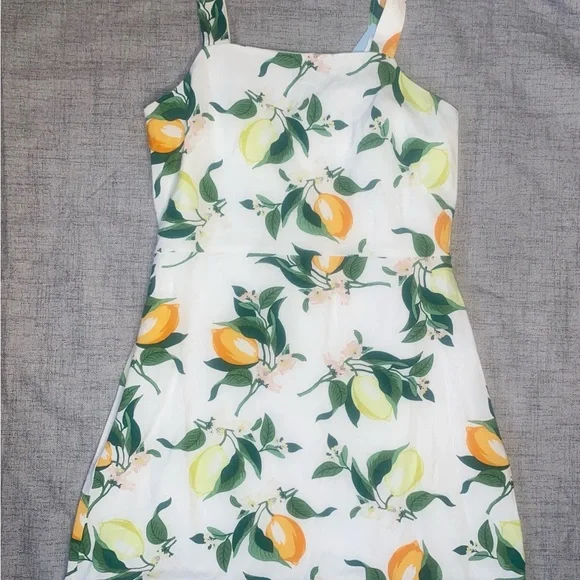 Size 6P Ann Taylor (NWT) Lemon Sundress, Square Neck Sheath Dress, Line - Picture 5 of 13